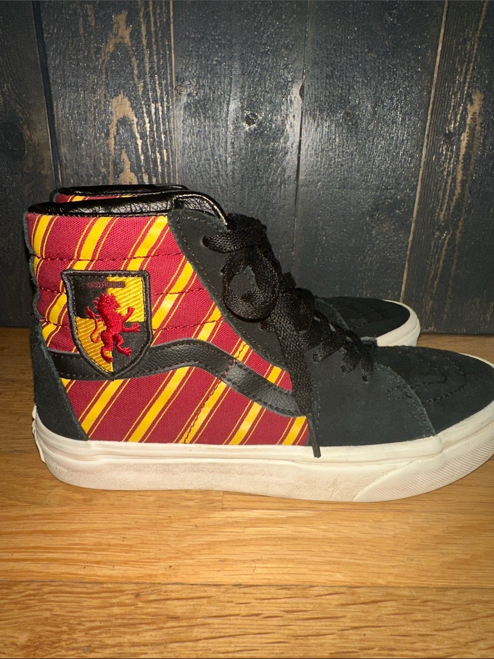Vans Kids High-Top Sneakers in Red and Yellow Stripe